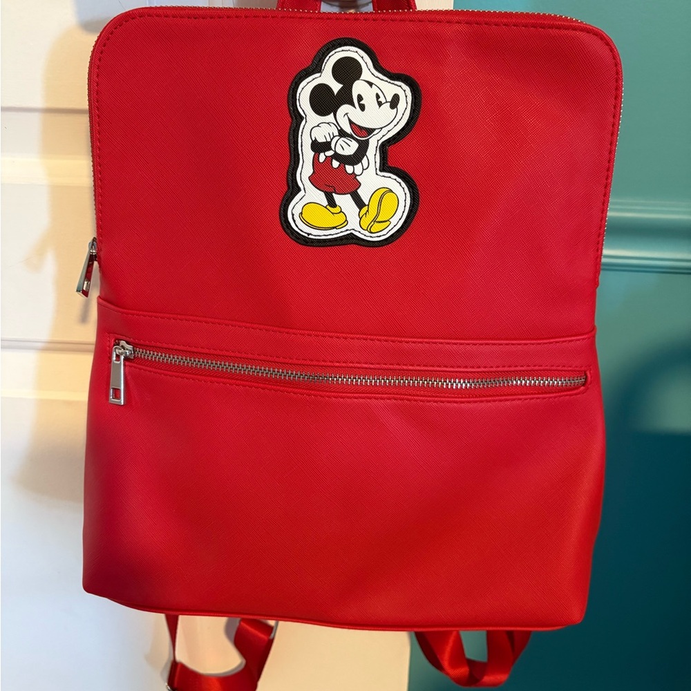 Disney Red Backpack with Mickey Mouse Patch